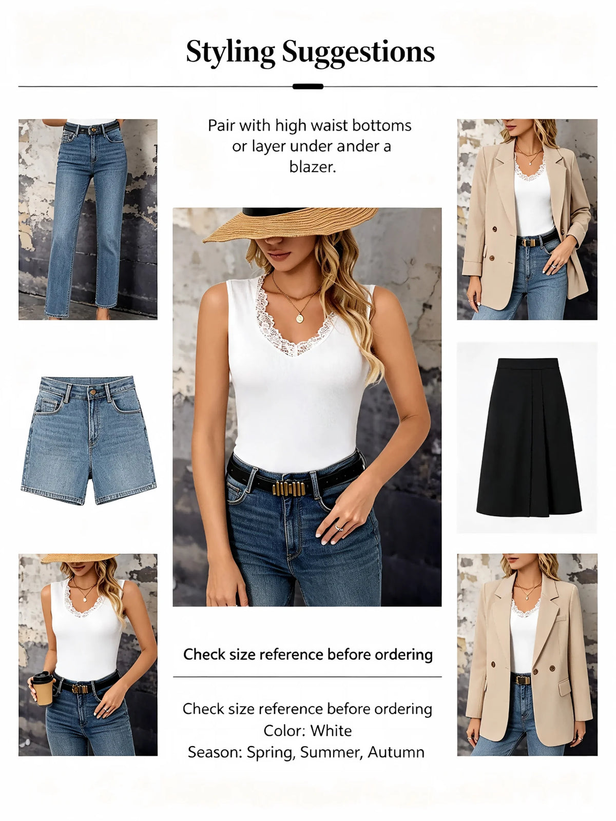 Women Lace V Neck Sleeveless Tank Top Ribbed Knit Slim Fit Vest Casual Daily Basic Cami Tops For Summer