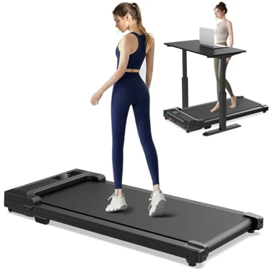 Walking Pad Treadmill for Home Office Use Portable Mini Compact Under Desk Treadmill in Black Lightweight Slim Design with Adju