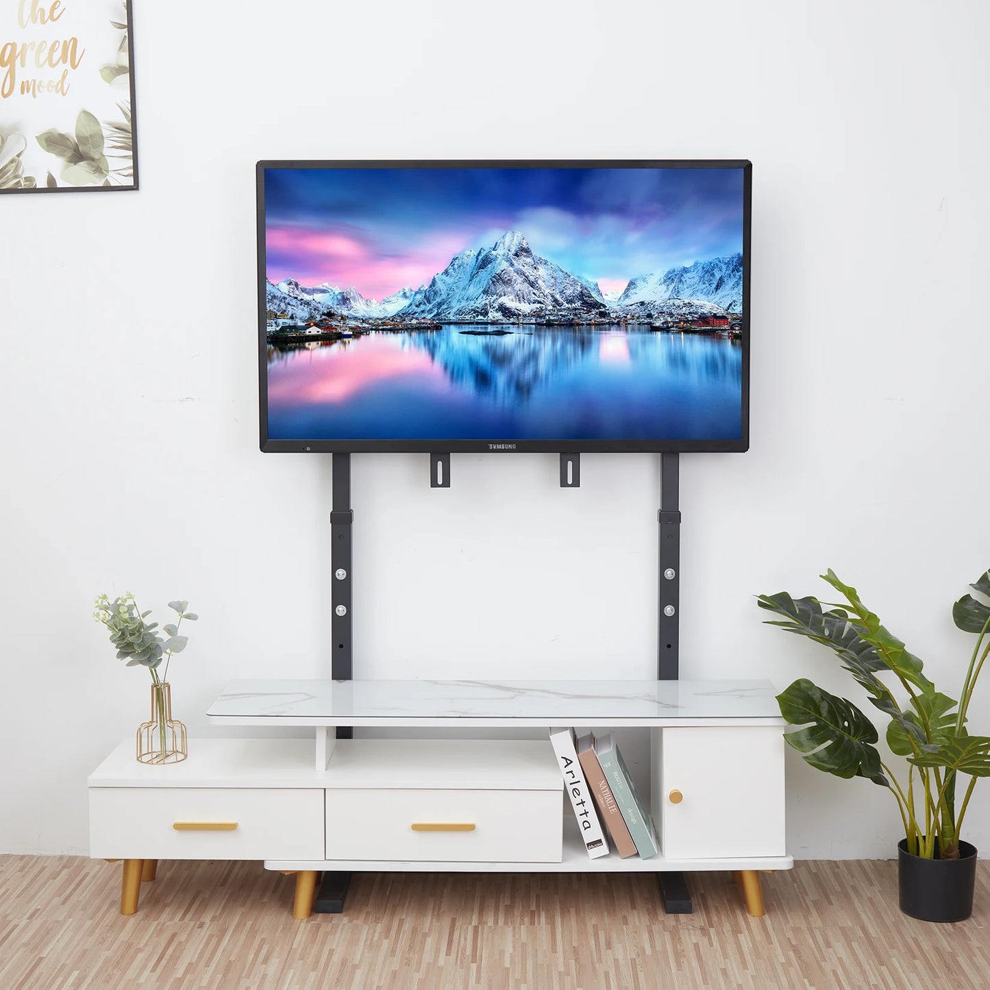 Metal Floor TV Stand Bracket Free Standing TV Mount Height Adjustable for 32-100 Inch LED LCD