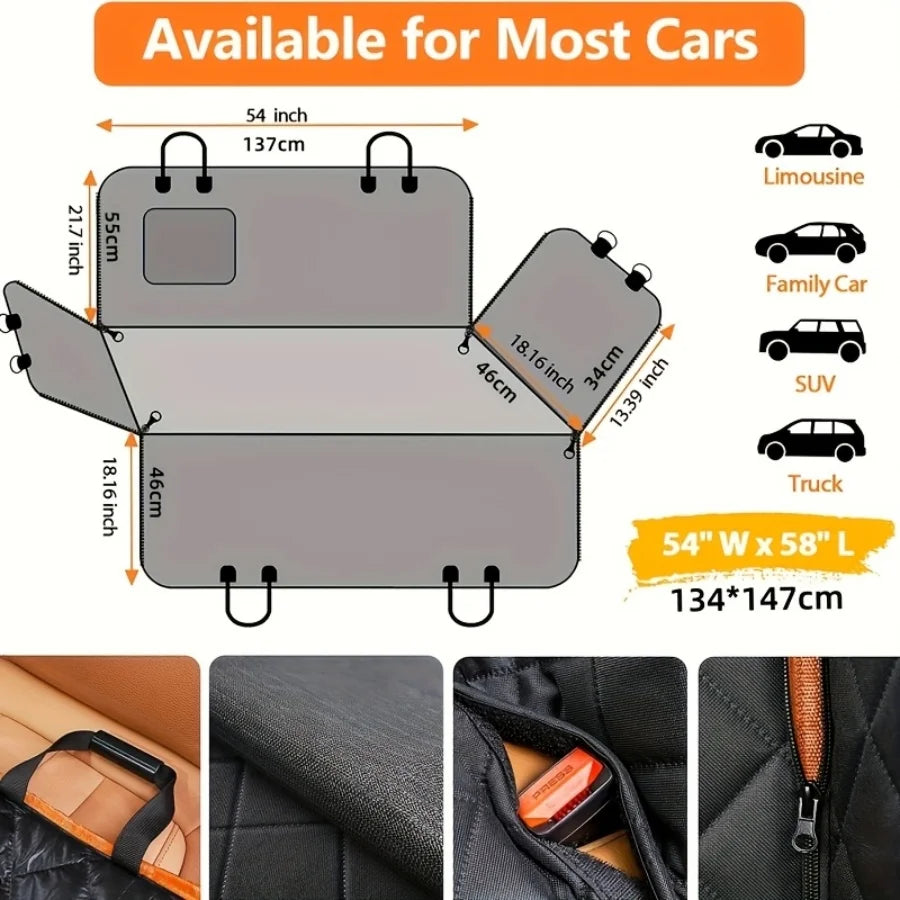 Dog Car Seat Cover for Pets 100% Waterproof Seat Cover Hammock 600D Heavy Duty Scratch Proof Nonslip Durable Soft Back Seat Covers for Cars and SUVs