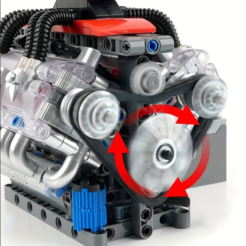 487PCS LSX454 V8 Engine Building Blocks Model Simulated Gearbox Assembly Technical Bricks Toys Ornaments For Boys Adult Gifts