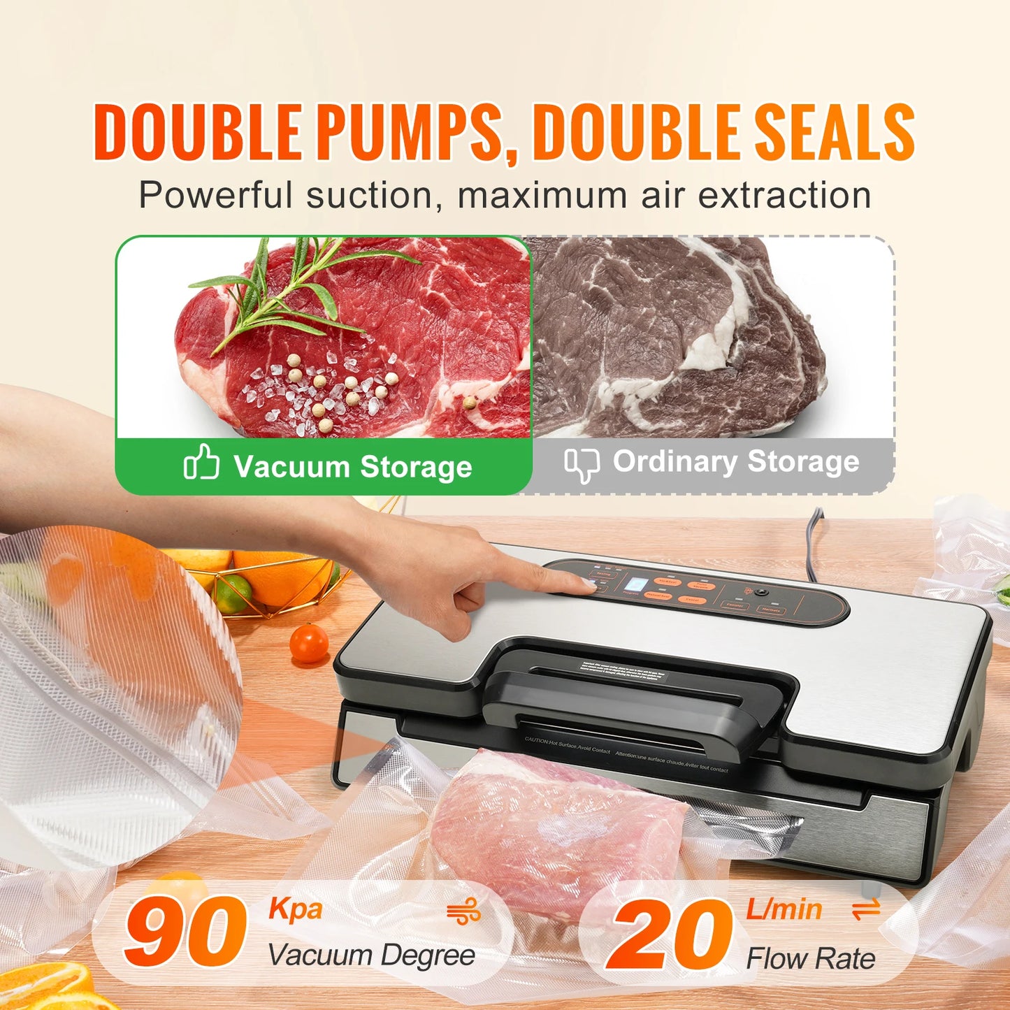 SucceBuy Vacuum Sealer Machine 130W 12V With Free Bags