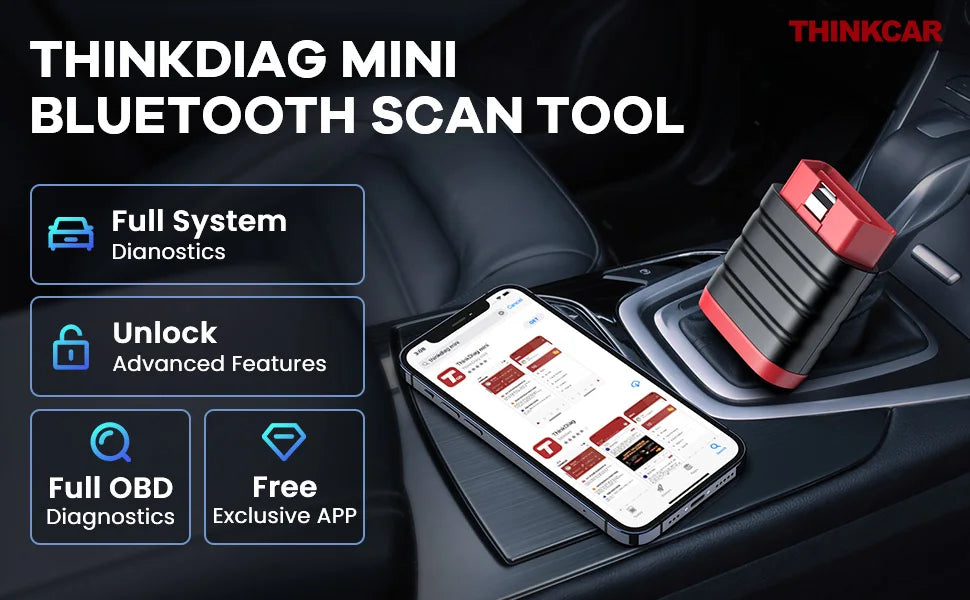 THINKCAR THINKDIAG Mini OBD2 Scanner Lifetime Free Update for All Cars Full System Diagnostic Scan Tool for iOS and Android