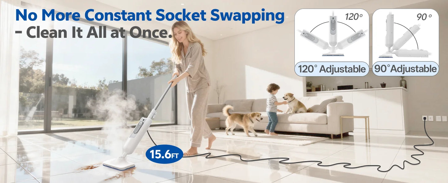 INSE Powerful Steam Mop High Temperature 6 in 1 Scrubbing Steam Cleaner Detachable Floor Steam Mop for Hard Floor Carpet Kitchen