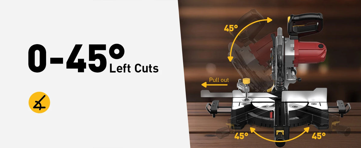 10/12 Inch Single/Dual-Bevel Sliding Compound Miter Saw, 5000/3800RPM, 0-45°, 15 Amp, 36T Blade Precision Cutting Power Saw