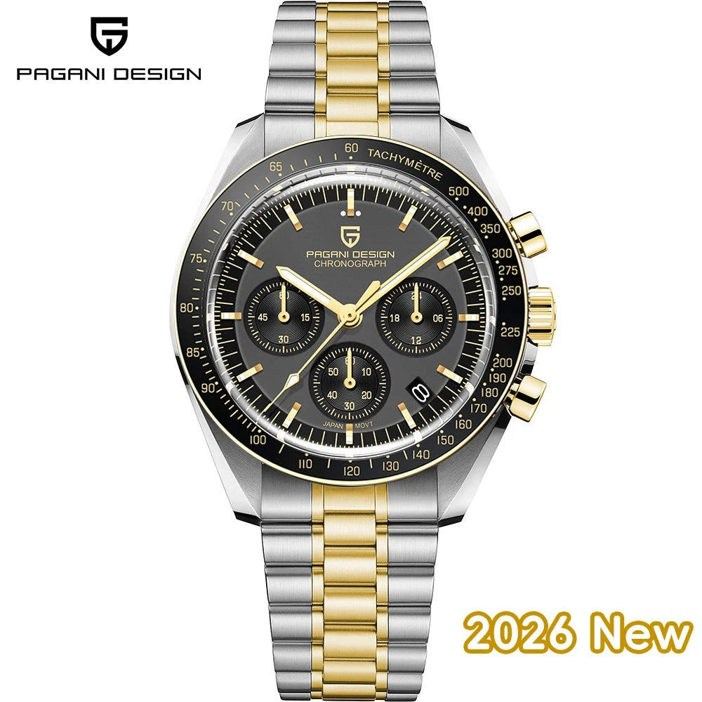 PAGANI DESIGN 1701 Moon Men's Watches Luxury Chronograph Quartz Watch For Men AR Sapphire Glass 100M Waterproof Wristwatch 2026