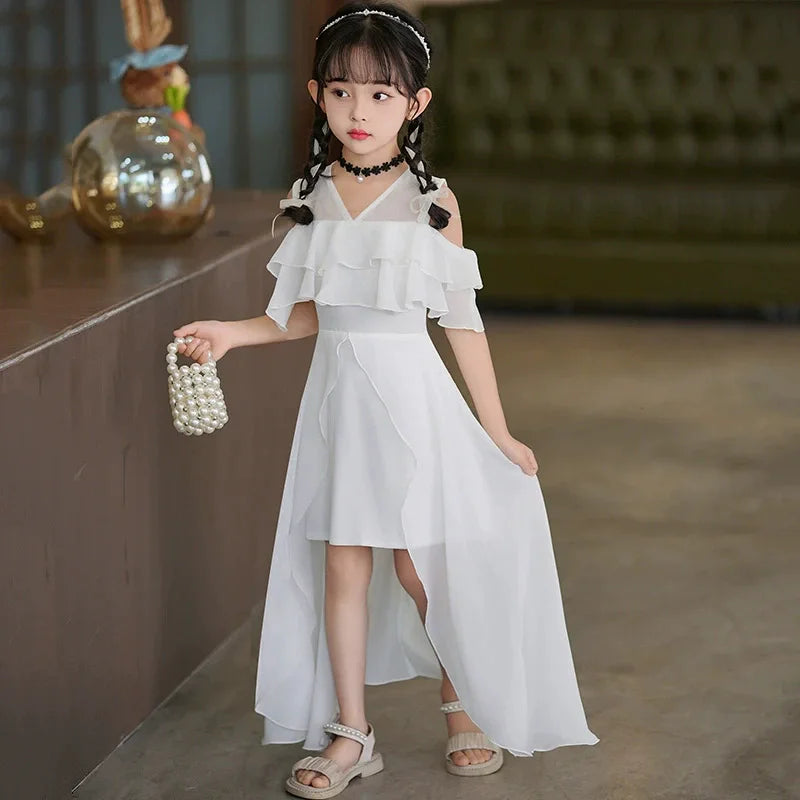 Fashion Chiffon Boho Girls Dresses Bohemian Beach Kids Clothing Vestido Girl Outfit Robe Fille Casual Maxi Children Dress Summer