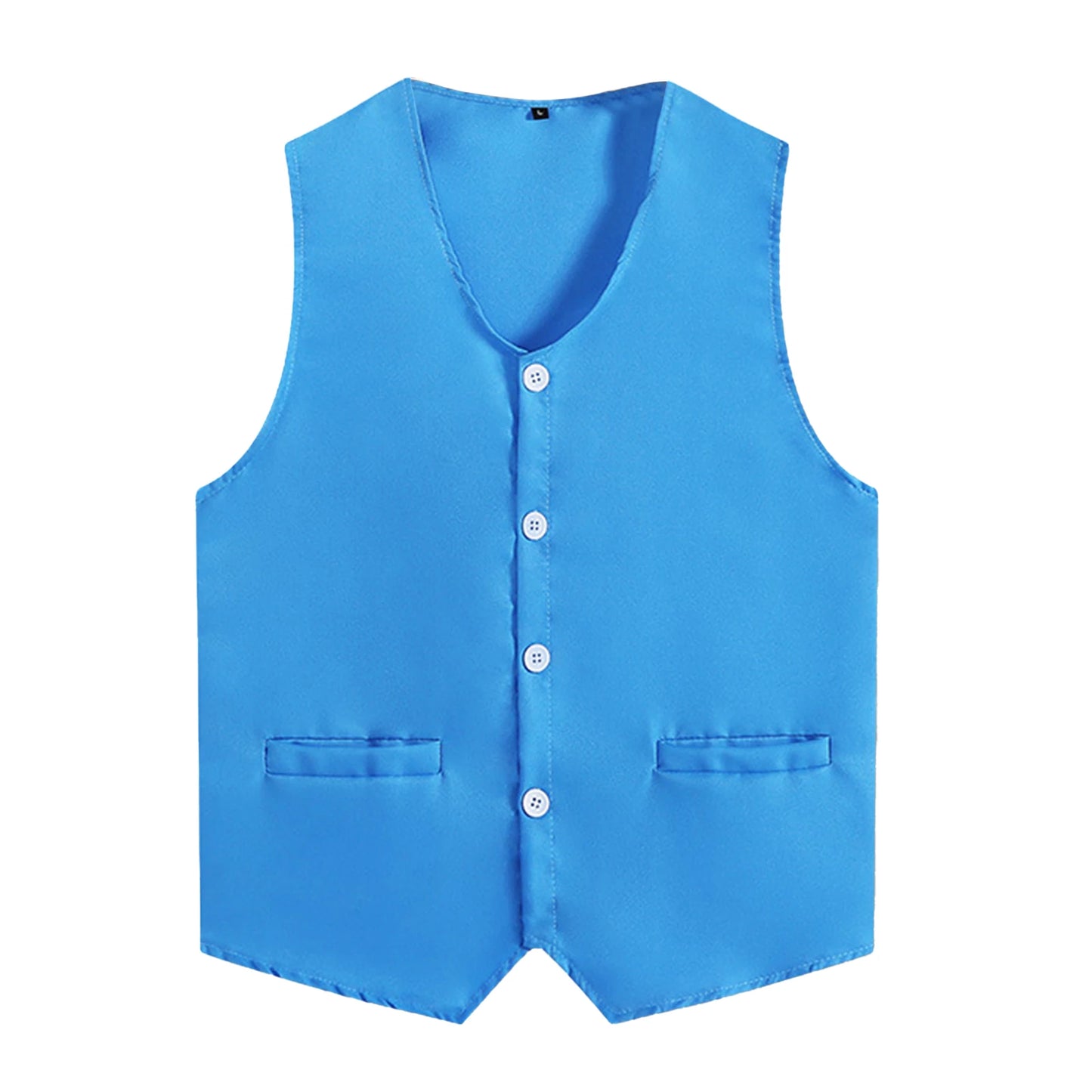 Kids Boys Girls Button Volunteer Vest Solid Color V Neck Sleeveless Waistcoat Volunteers School Camp Activities Uniform