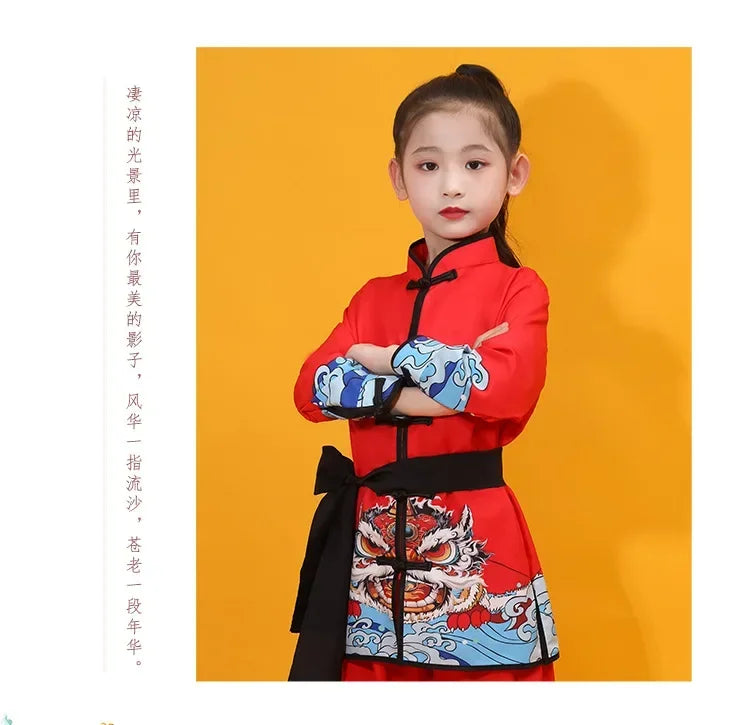 Chinese Kung Fu Uniform Children Wushu Sets Baby Martial Arts Costumes Girl Suit Perform Outfit Kids Clothes Boy Tai Chi Set
