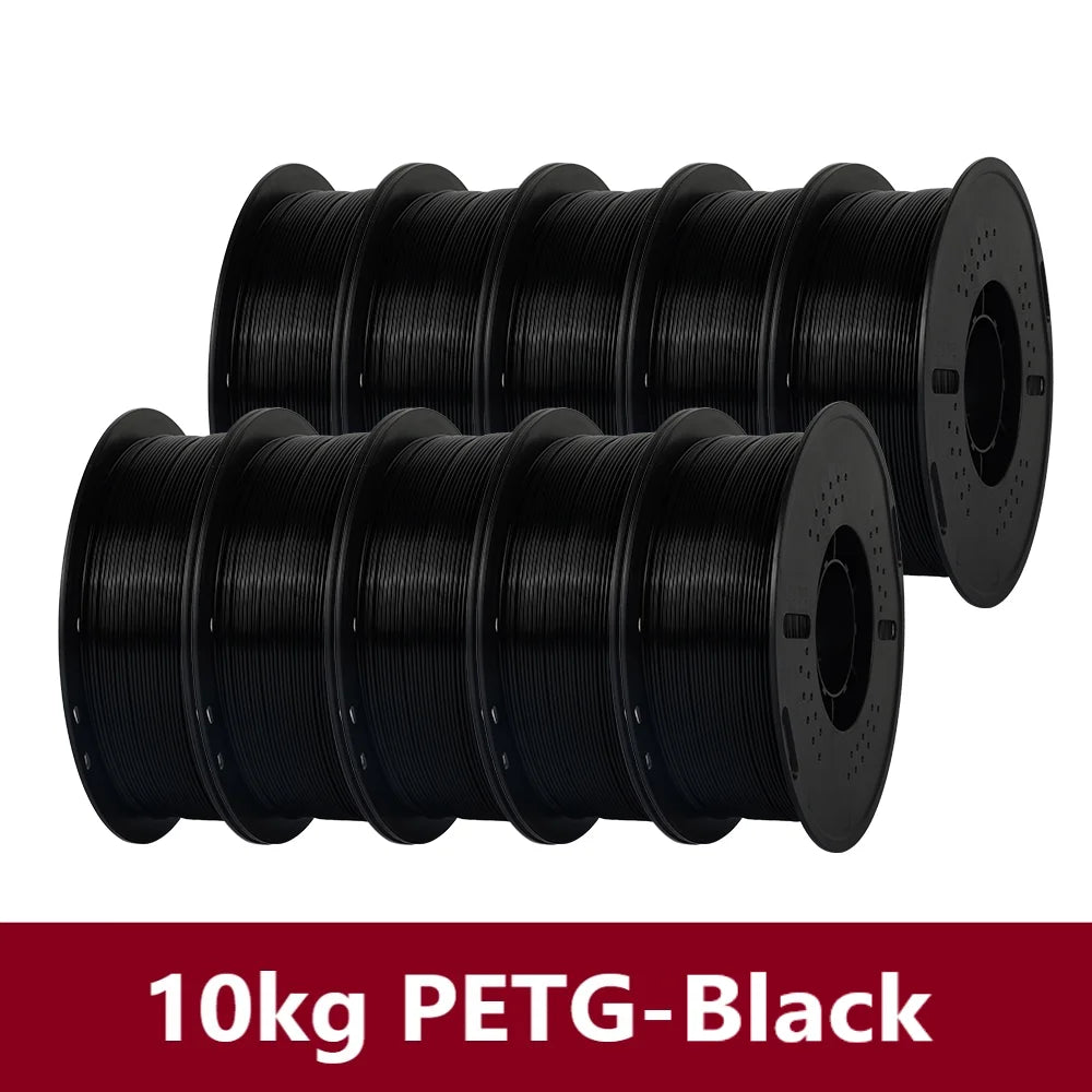 KINGROON 10KG PLA/PETG Filament 1.75mm Black White Gray 3D Printer Filament No Bubbles Plastic 10 Rolls Wholesale