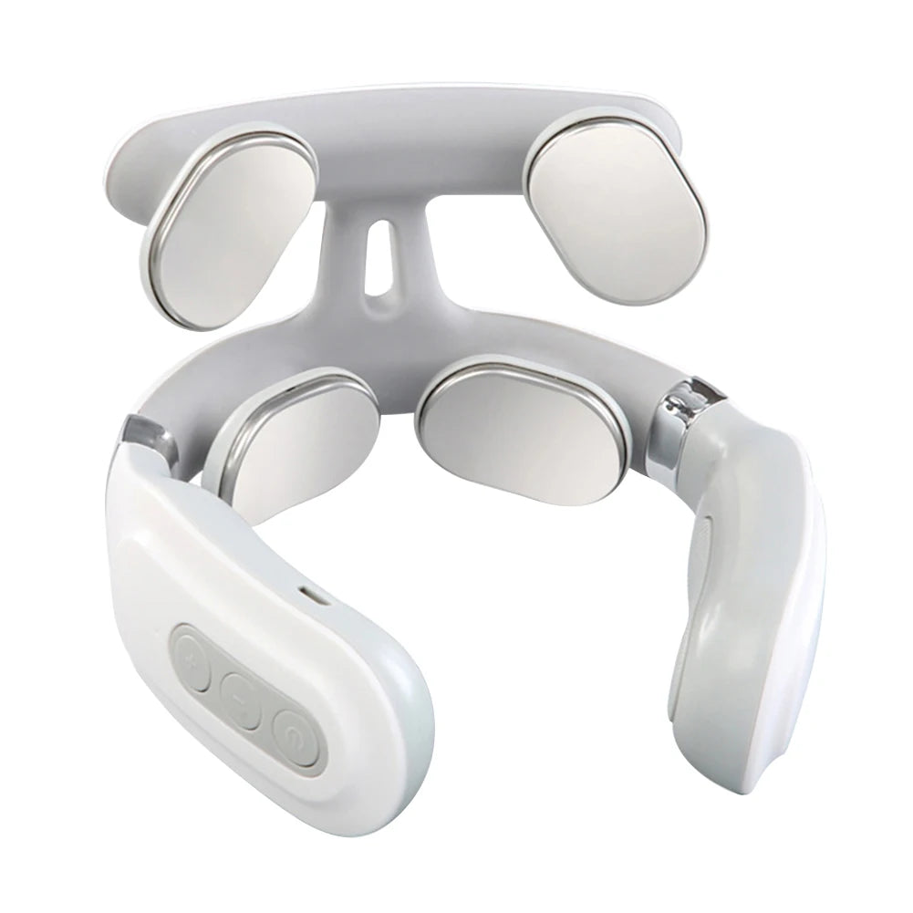 Portable 4 Heads Vibration Back Massager USB Rechargeable Electric Massage Instrument for Back Waist Muscle Relax Home Office Relaxation Tool