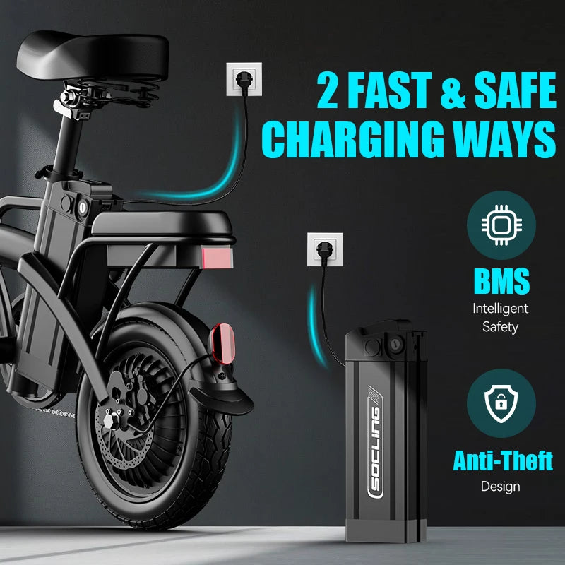 Compact Foldable Electric Bike For Adults Featuring Rear Disc Brake