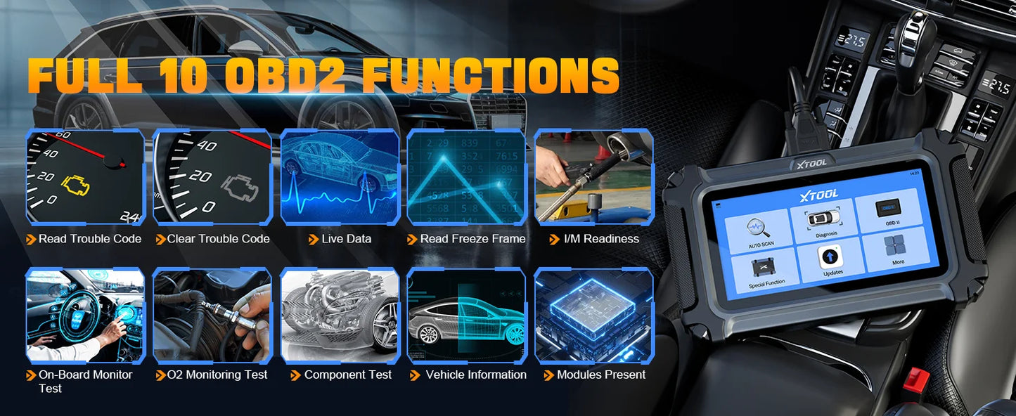 XTOOL D5S Car Diagnostic Tool 5 System Automatic OBD2 Scanner 4-IN-1 Live Data with 16+ Reset Functions with CANFD FCA Protocol Lifetime Free Update