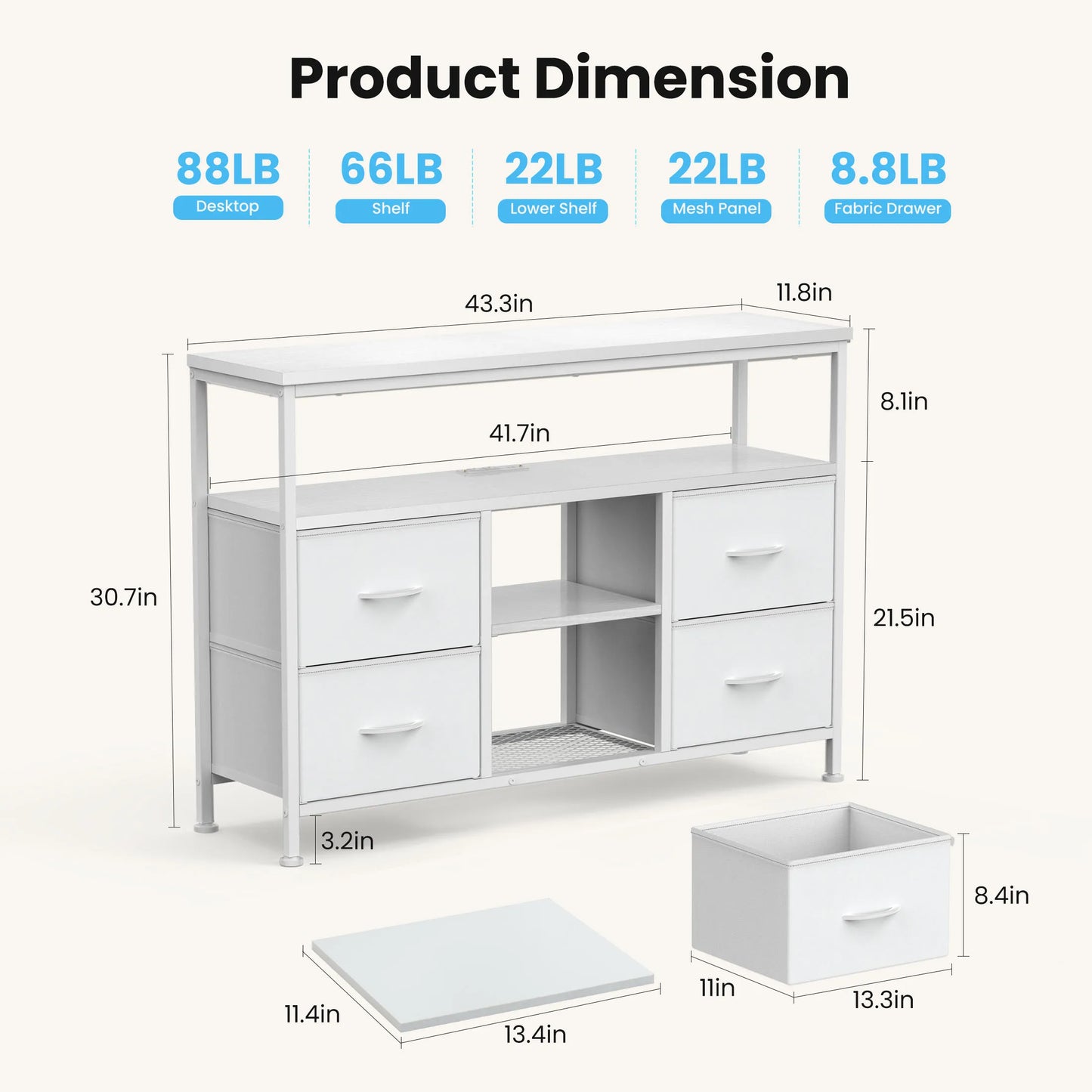 JHK 4 Drawers TV Stand Dresser for Bedroom Entertainment Center with LED Lights and Power Outlets Media Console for 50 Inch TV