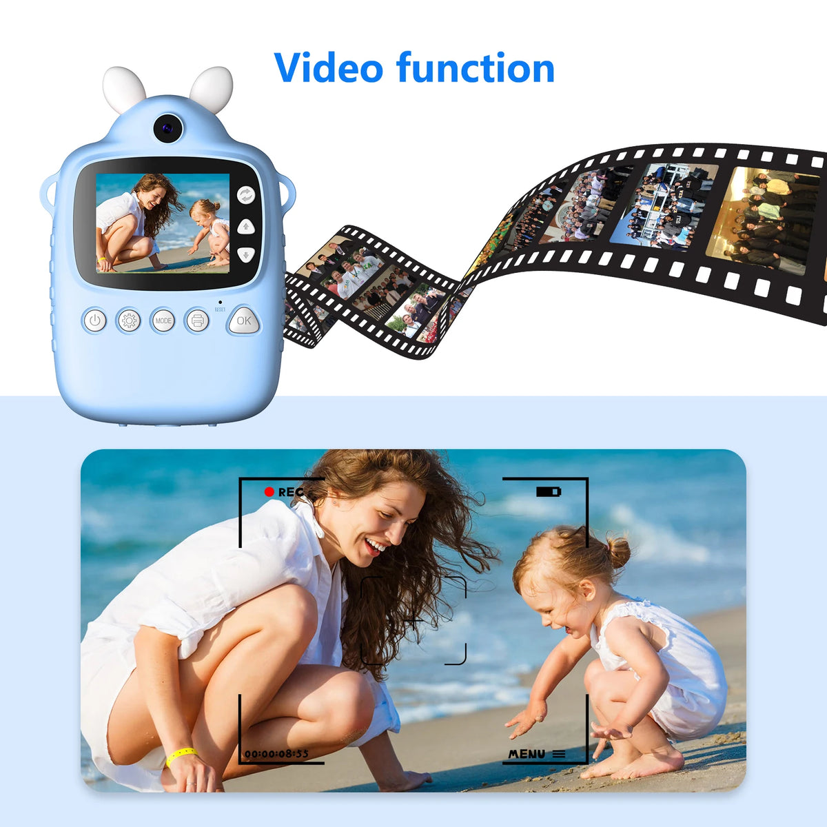 P1 Children Instant Camera Mp3 Printing Camera With Print Paper 2.4-inch HD Camcorder For Girls Toddler
