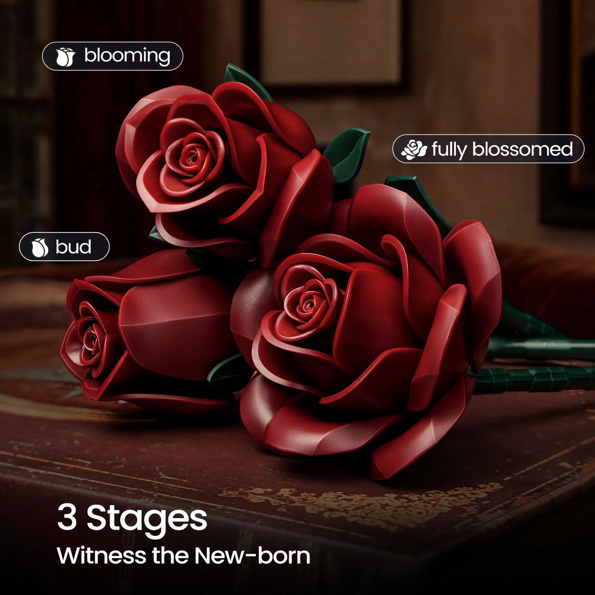Roses Bouquet Building Blocks Set Artificial Flowers Home Decor Wedding Floral Bricks Toys Christmas Valentines Gift for Adults