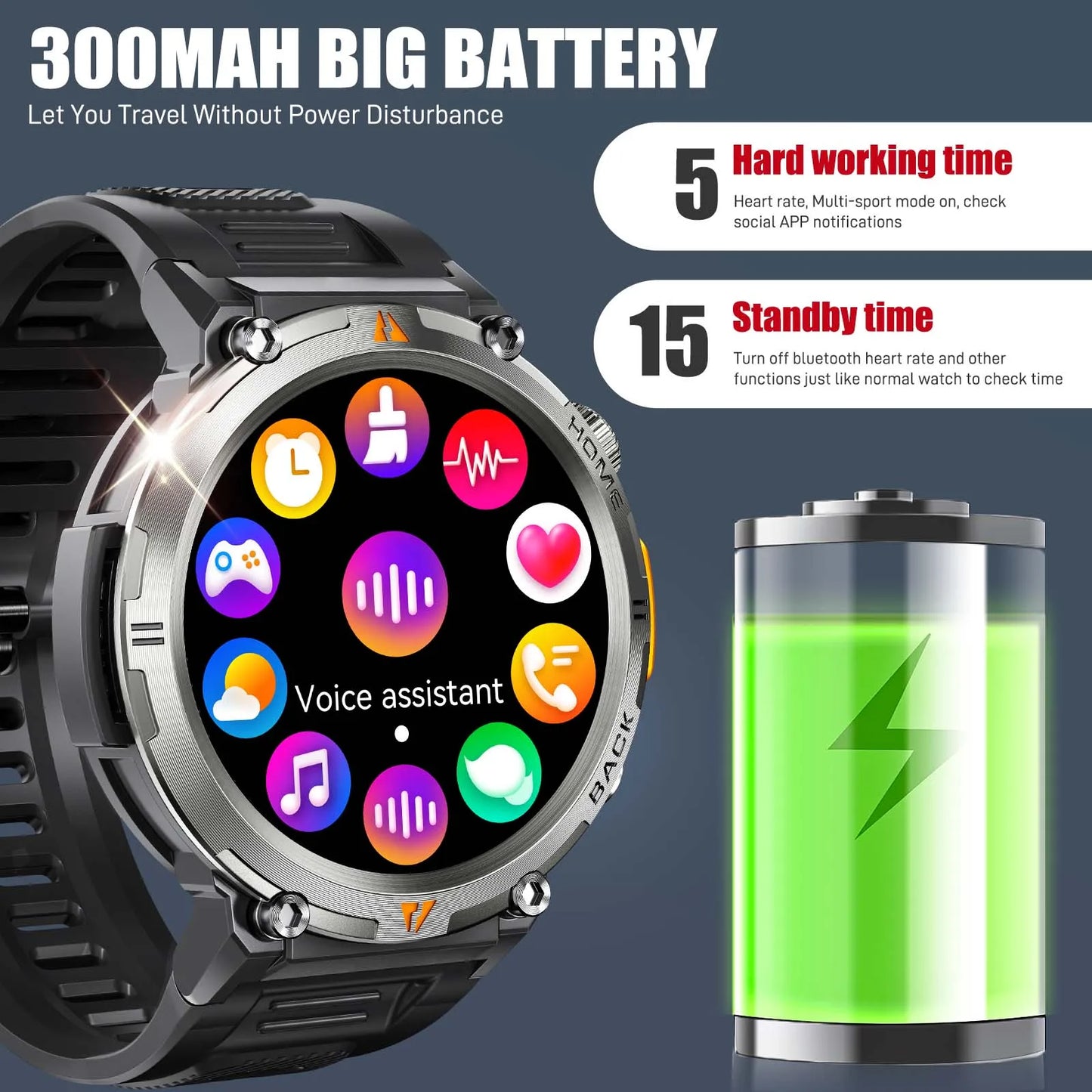 EIGIIS KE3 2025 New Bluetooth Call Smartwatch for Men Full Touch Screen with Health Monitor Heart Rate Flashlight Smart Watch