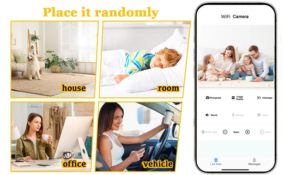 SV06 Only 0.9 inch Camera with Audio/Video Small Cameras for Home Indoor Use Cam Night Vision and Motion Detection