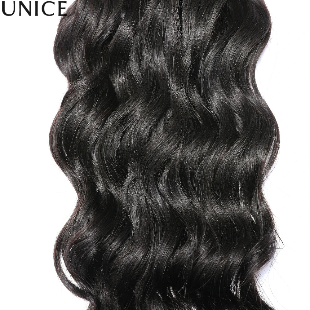 UNice Natural Wave Human Hair Bundles Natural Black 100% Human Hair Bundles 100Grams Bundle Virgin Hair Extension 1/3 Pcs