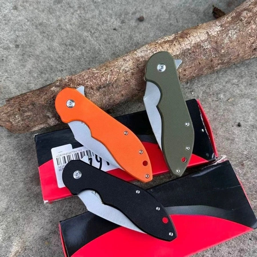 C172 Folding Knife OnLightweight Folding Knife with Fiber Construction, 8" V-Grind Blade & Clip Point Tip - Self-Locking Safety Mechanism, Ergonomic Non-Slip Grip, Compact EDC Pocket Knife for Camping, Fishing, Outdoor Surviv
