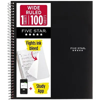 Black Notebook 8"x10.5" for School, Office and Note Taking