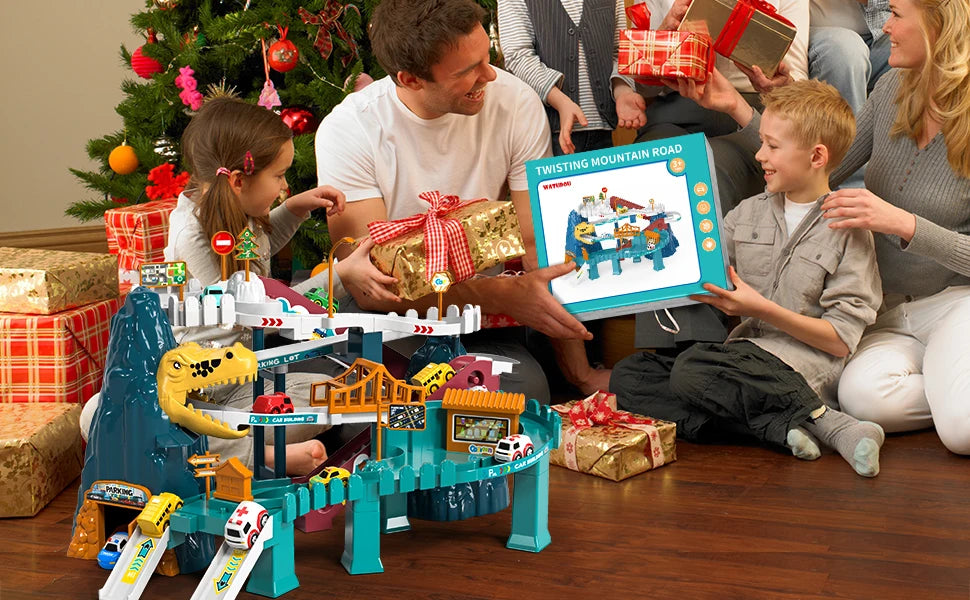 Boys Dinosaur Race Track Playset - Dinosaur Rolling Hill Car Track Cars Ramp Track Toys Toys Mountain Track, Mini Cars For Kids