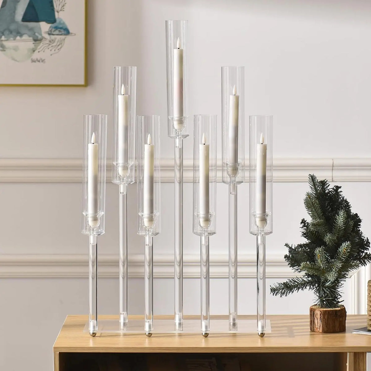 VINCIGANT Seven Arm Acrylic Candelabra For Table Decor