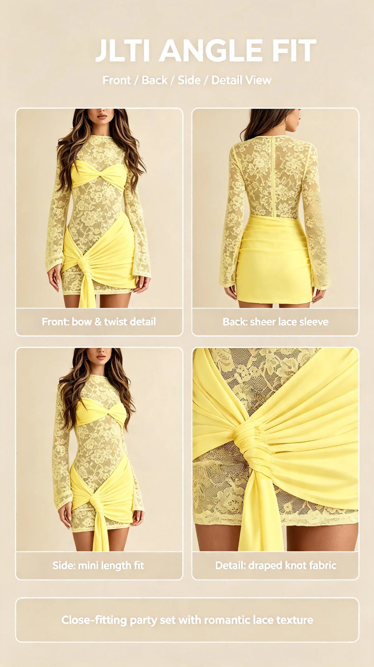 Spring Summer Sexy Hot Pure Color Lace See-through Belted Design Women's Elegant Short Dress