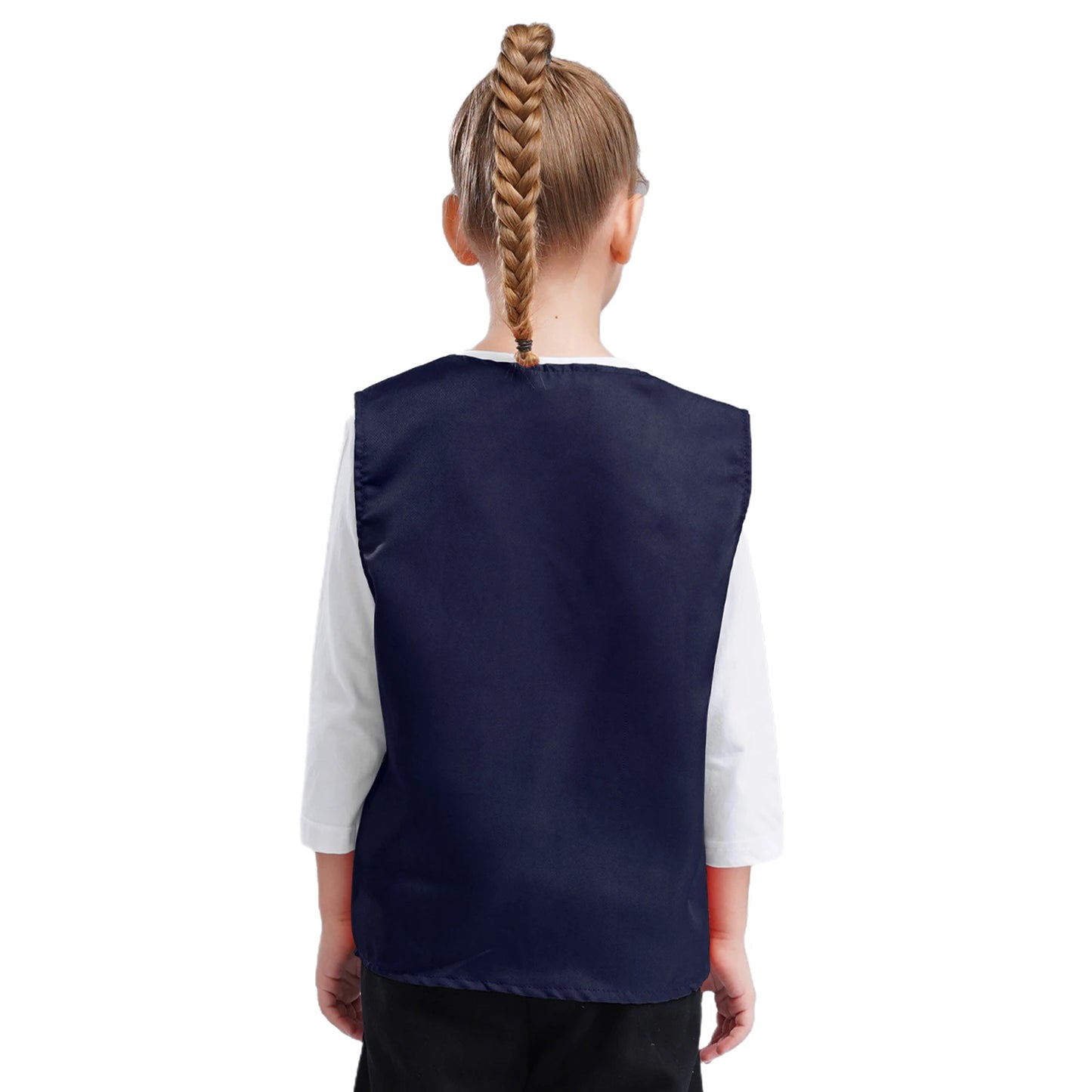 Kids Boys Girls Button Volunteer Vest Solid Color V Neck Sleeveless Waistcoat Volunteers School Camp Activities Uniform