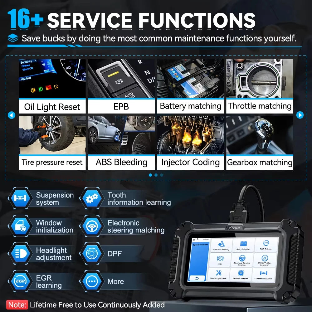 XTOOL D5S Car Diagnostic Tool 5 System Automatic OBD2 Scanner 4-IN-1 Live Data with 16+ Reset Functions with CANFD FCA Protocol Lifetime Free Update