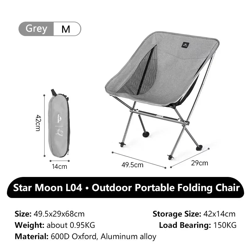 Naturehike Ultralight Folding Chair L04 150kg Load Capacity for Fishing Picnic Outdoor Hiking Moon Chair Portable Relax Chair