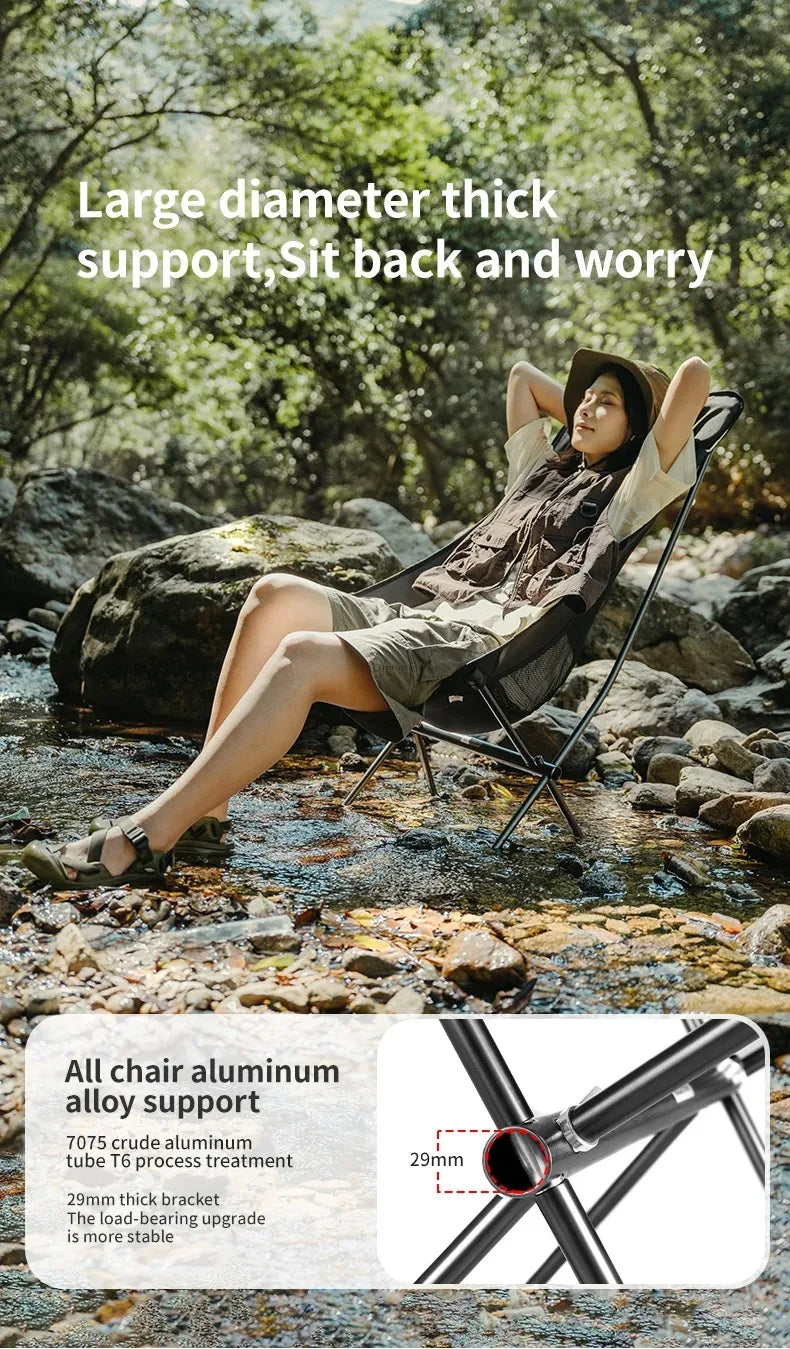 Naturehike Ultralight Folding Chair L04 150kg Load Capacity for Fishing Picnic Outdoor Hiking Moon Chair Portable Relax Chair