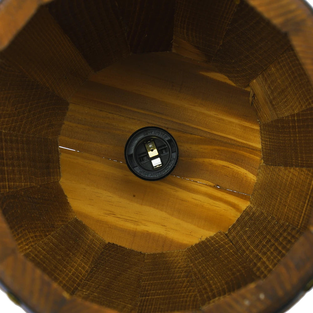 Retro Wood Wine Barrel Pendant Light，Industrial Ceiling Lamp ，Vintage Chandelier Light Fixtures for Bar Cafe Home Restaurant