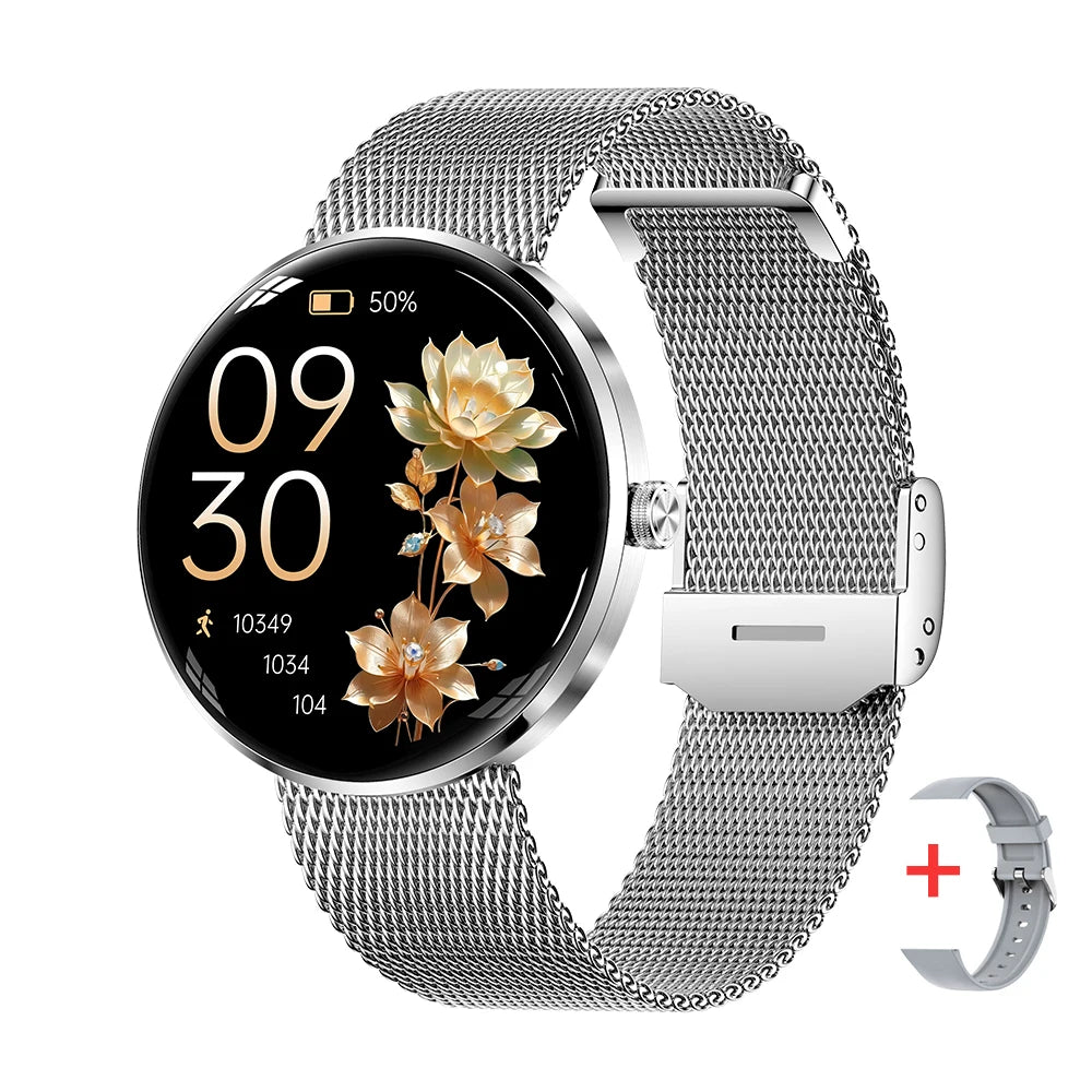 MEVADEN 1.43" AMOLED Screen Women Smart Watch 8.5mm Ultra-thin Stainless Steel Luxury Smartwatch Health Monitor Sport Watch H33