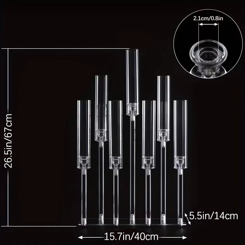 VINCIGANT Seven Arm Acrylic Candelabra For Table Decor