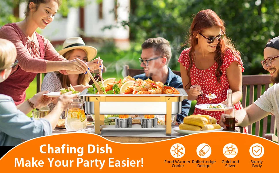 Tacleekii 2 4 6 Pack Chafing Dishes Buffet Set 8QT Rectangle Catering Food Warmers Complete Set Stainless Steel Buffet Servers and Warmers with Lid Complete Set for Parties Banquets Weddings