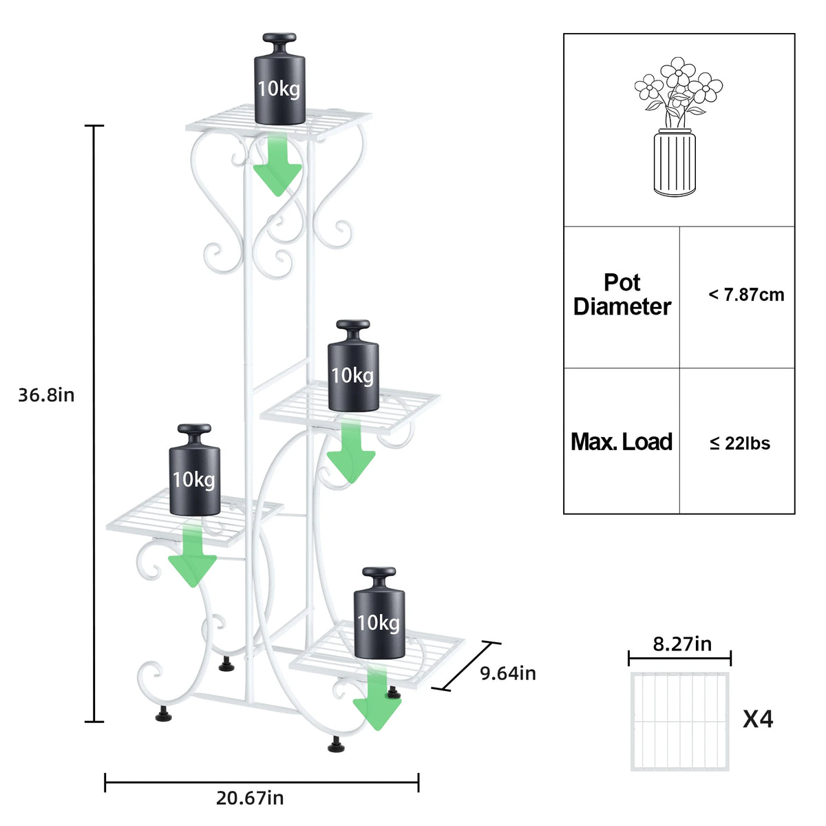 Metal Plant Stand For Indoor Outdoor Garden Display Rack