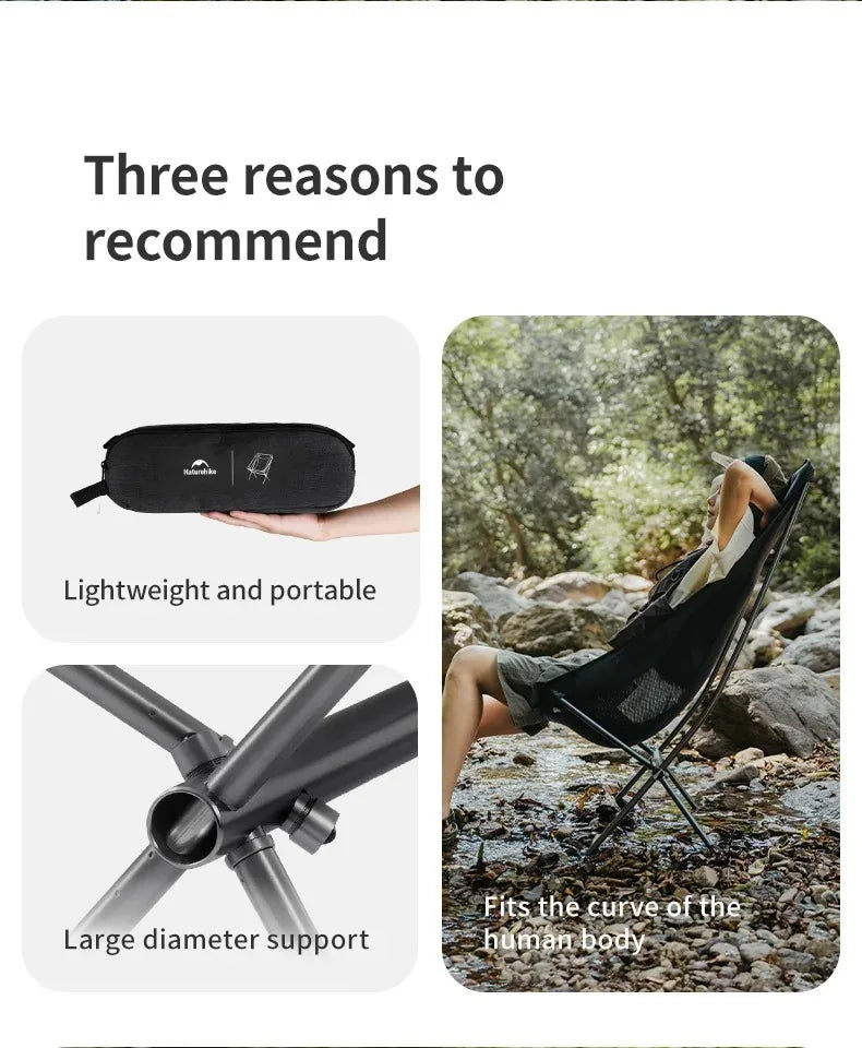 Naturehike Ultralight Folding Chair L04 150kg Load Capacity for Fishing Picnic Outdoor Hiking Moon Chair Portable Relax Chair