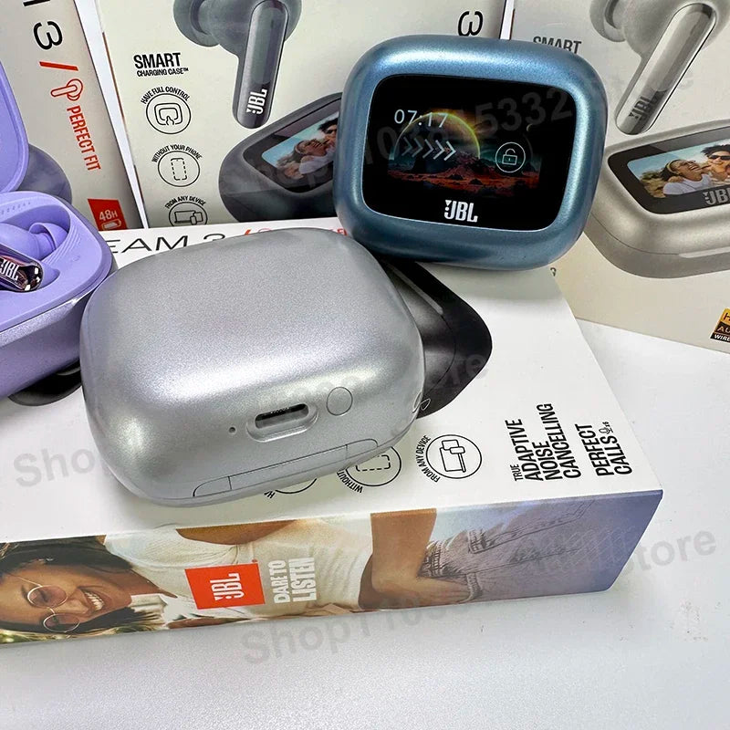 Original JBL Live Beam 3 True Wireless Bluetooth Earbuds with LED Smart Display Box Headphone Noise Cancelling Earphones Beam3