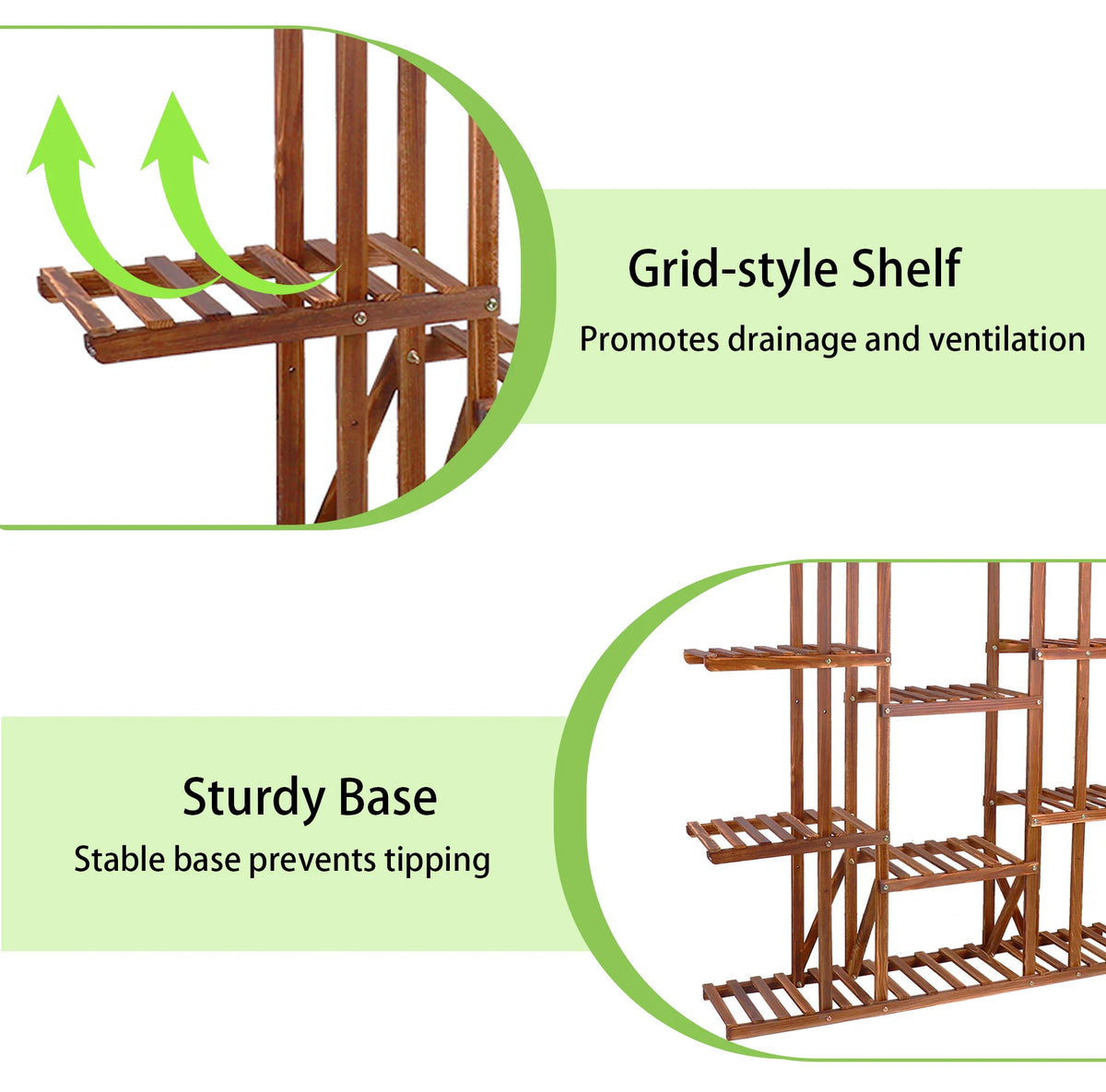 Wisfor Wooden Multi Tier Indoor Outdoor Plant Shelf