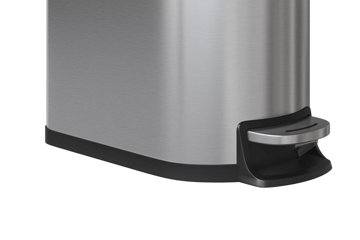 1.6 Gal Step-On Trash Can, Stainless Steel Small Bathroom Garbage Bin with Soft Close Lid, Slim Space-Saving Design, Removable Inner Bucket for Bathroom, Bedroom, Office