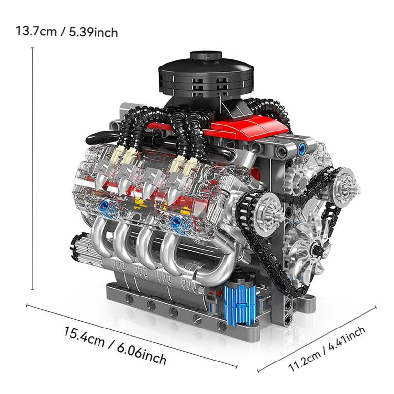 487PCS LSX454 V8 Engine Building Blocks Model Simulated Gearbox Assembly Technical Bricks Toys Ornaments For Boys Adult Gifts