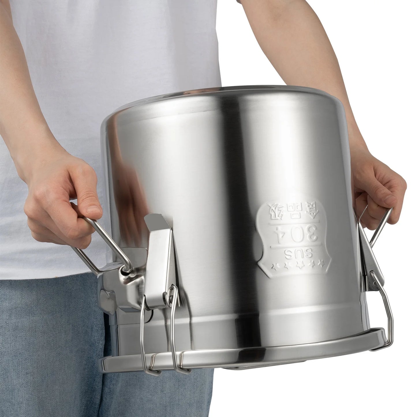 Bymaocar 12L 304 Stainless Steel Cereal Container Metal Kitchen Rice Oil Storage Bucket Airtight Durable, Corrosion Resistant