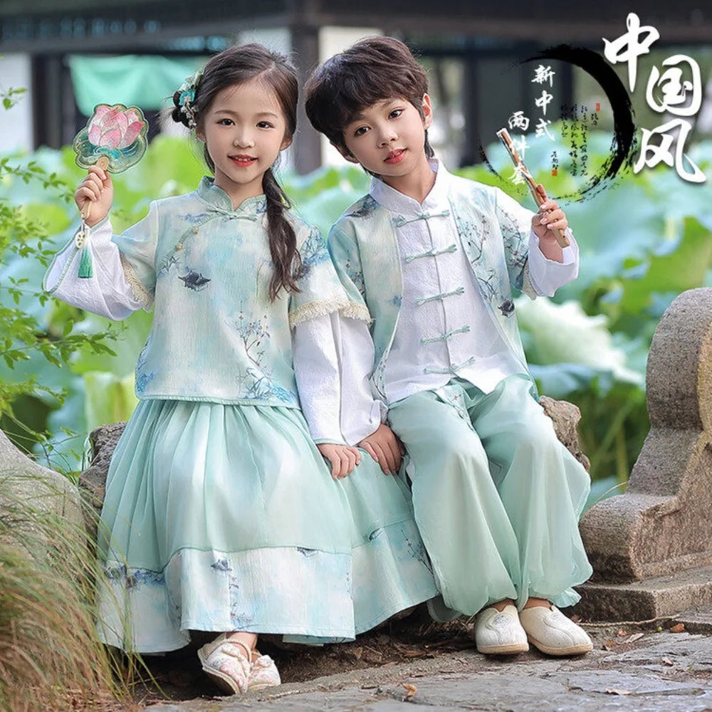 Chinese Hanfu Children Clothing Cosplay Performance Costume Kids Clothes Ethnic Style Children's Sets Girl Suit Two Piece Boy