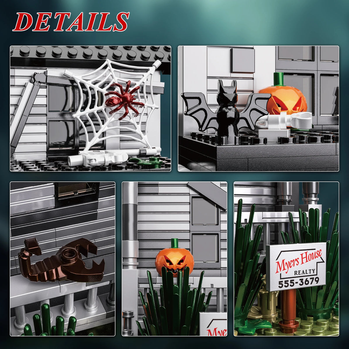 BuildMoc Halloween Nightmare House Building Blocks Set Pumpkin Ghost Skeleton Hut Bricks Toys Children Christmas Birthday Gifts