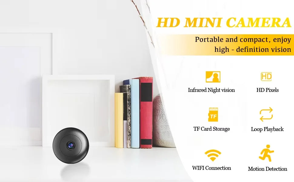 SV06 Only 0.9 inch Camera with Audio/Video Small Cameras for Home Indoor Use Cam Night Vision and Motion Detection