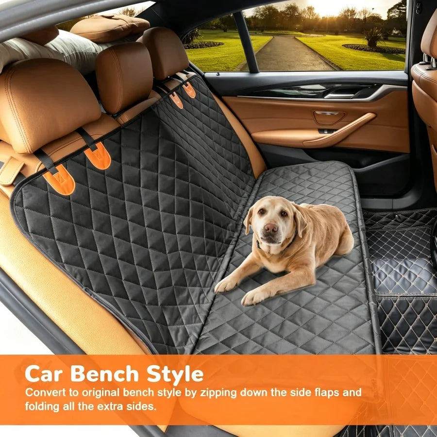 Dog Car Seat Cover for Pets 100% Waterproof Seat Cover Hammock 600D Heavy Duty Scratch Proof Nonslip Durable Soft Back Seat Covers for Cars and SUVs
