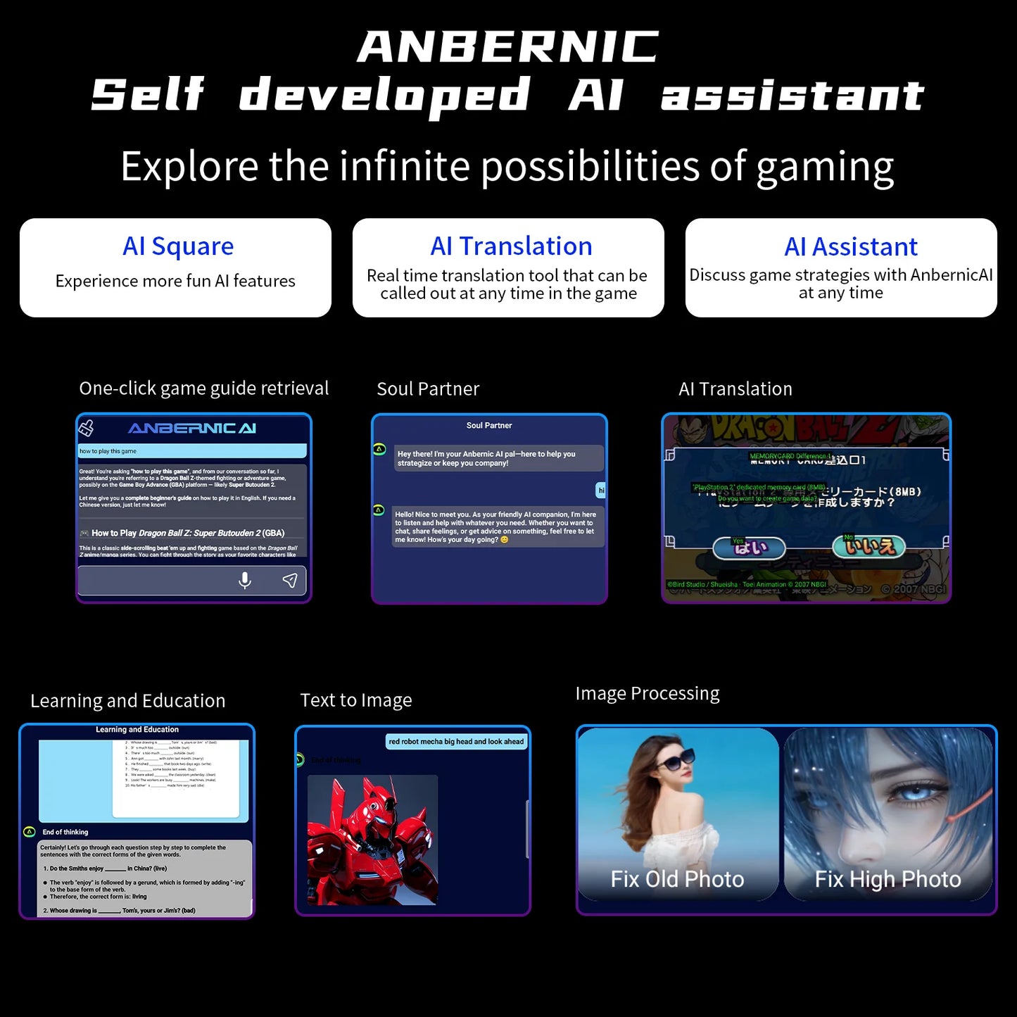 Anbernic RG Slide Retro Handheld Game Console 4.7" LTPS In-Cell Android Video Gaming Player Supports AI Assistant 1080p-Port Out