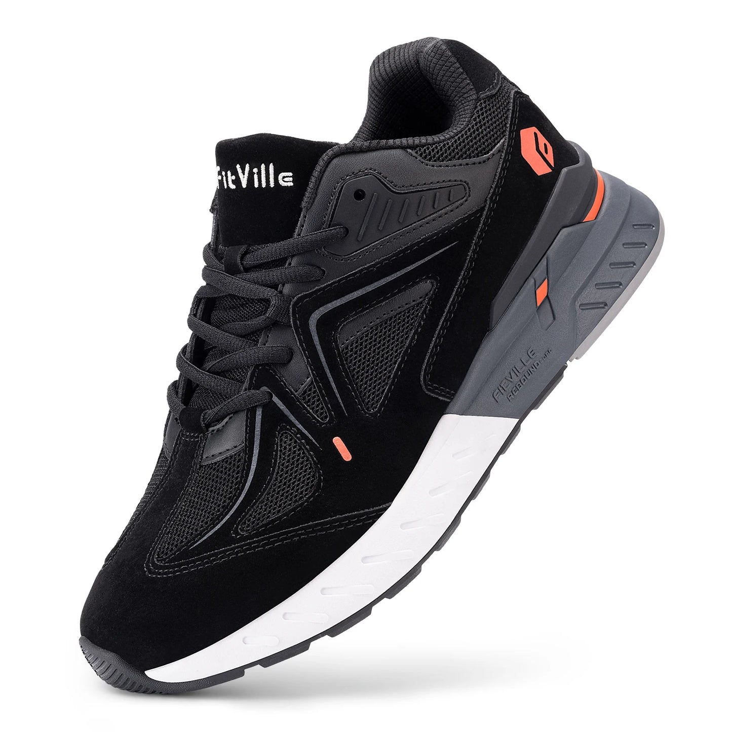 FitVille Men's Walking Shoes Extra Wide Lightweight Sneakers for Flat Feet Arch Fit Heel Pain Relief Non-Slip Running Shoes