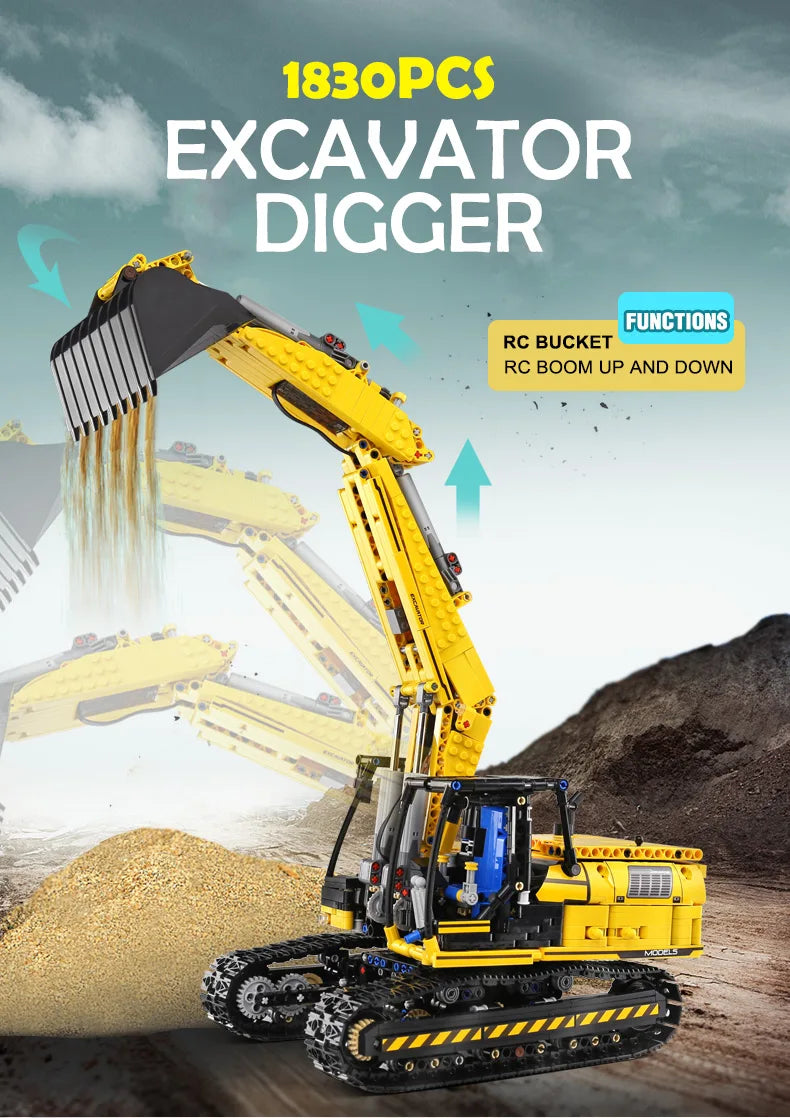 Mould King 13112 Technical Car Toys The Motorized MOC-2513 Excavator Building Block Assembly Excavator Brick Kids Christmas Gift